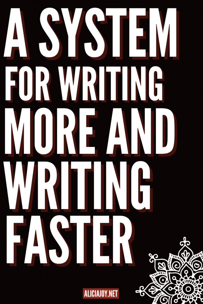 image of text box reading a system for writing more and writing faster aliciajoy.net for become a prolific writer